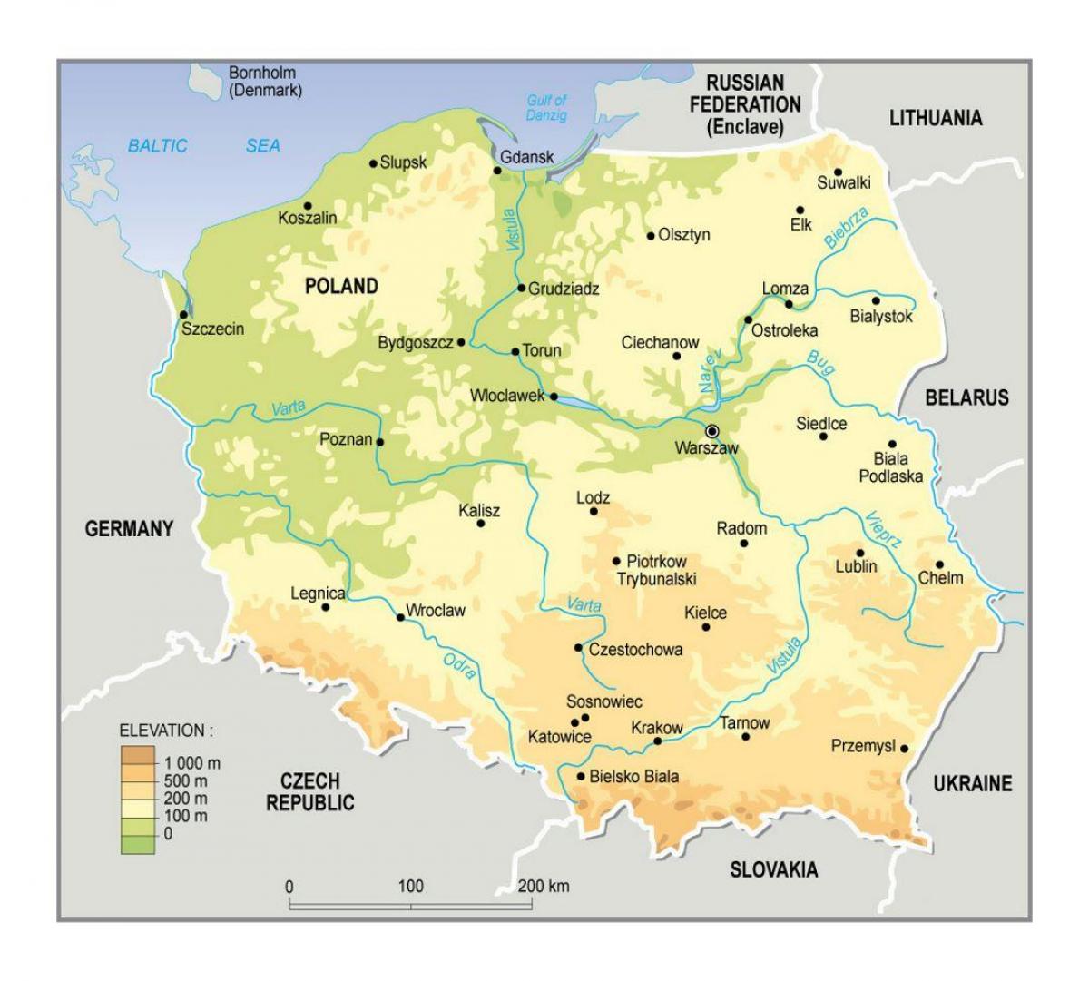 波兰海拔高度图