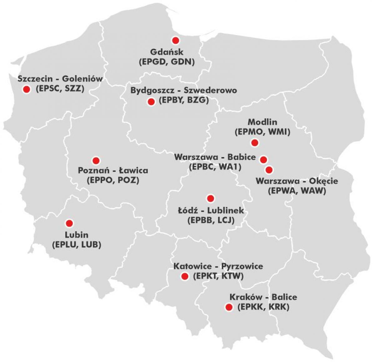 波兰机场地图