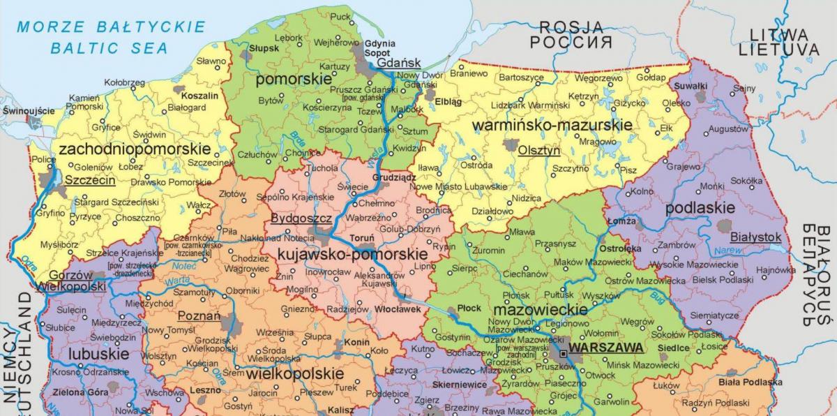 波兰北部地图