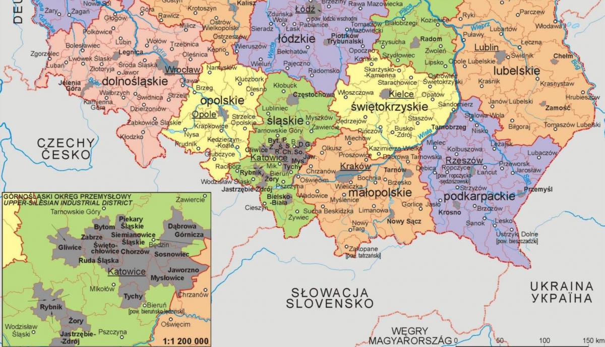波兰南部地图