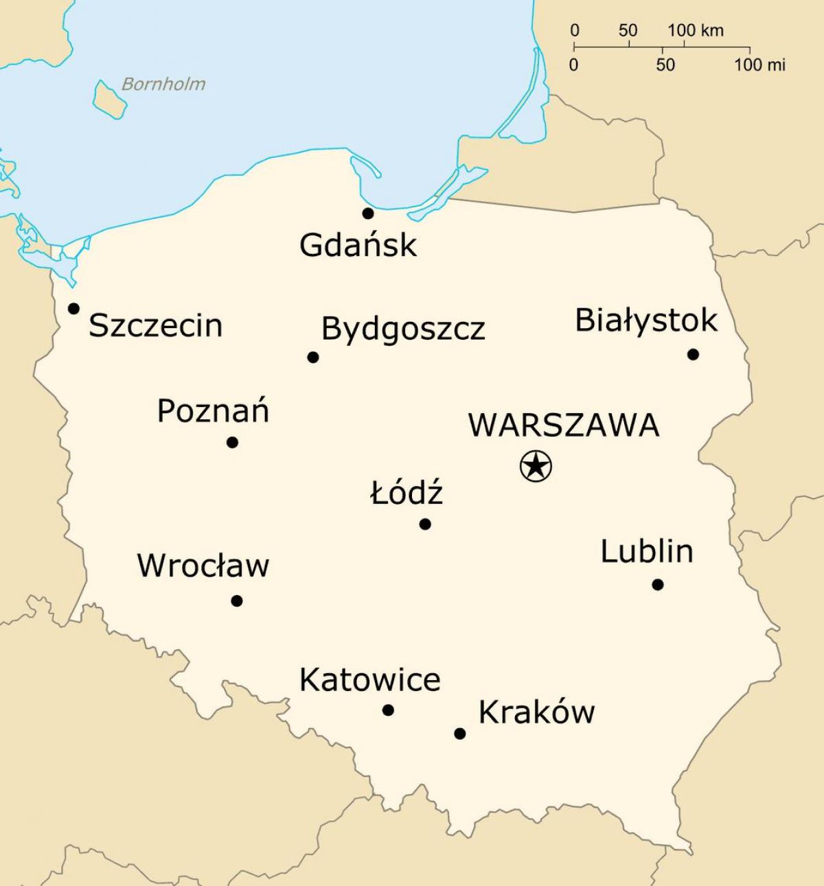波兰地图与主要城市